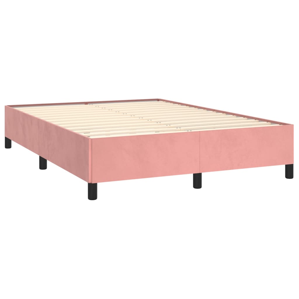 vidaXL Cama com molas/colchão 140x200 cm veludo rosa