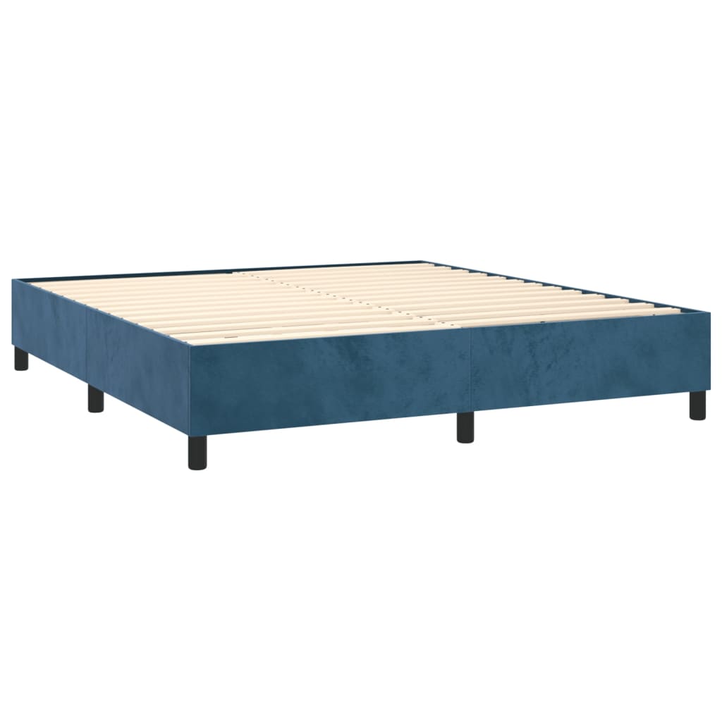 vidaXL Cama com molas/colchão 160x200 cm veludo azul-escuro