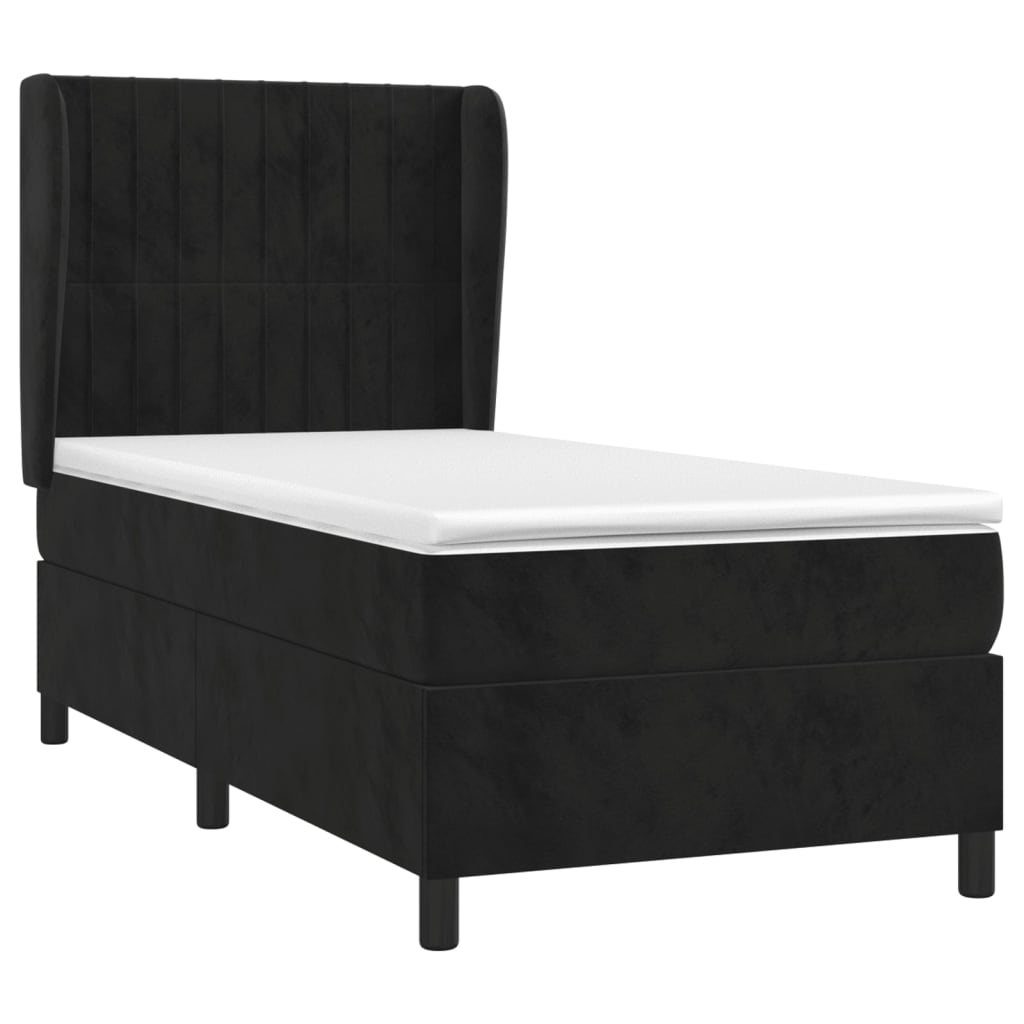 vidaXL Cama com molas/colchão 90x190 cm veludo preto