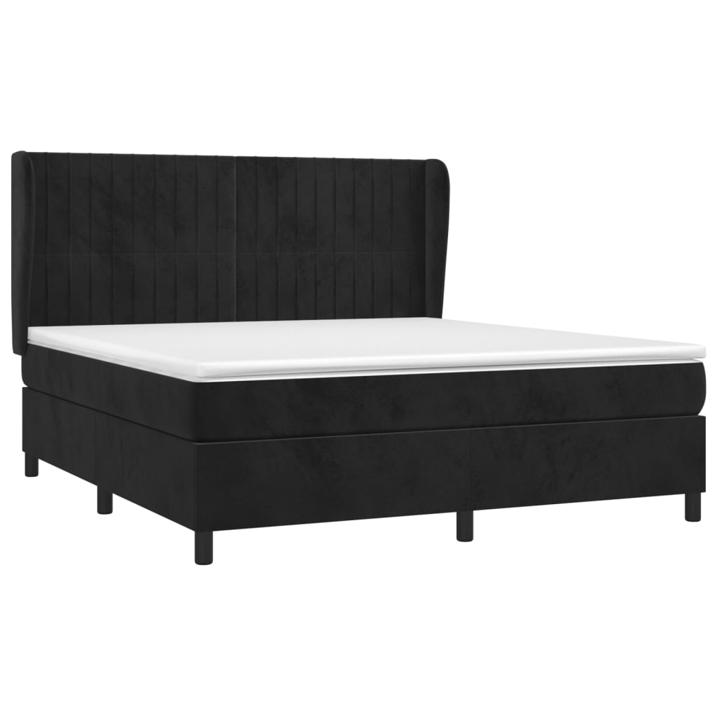 vidaXL Cama com molas/colchão 180x200 cm veludo preto