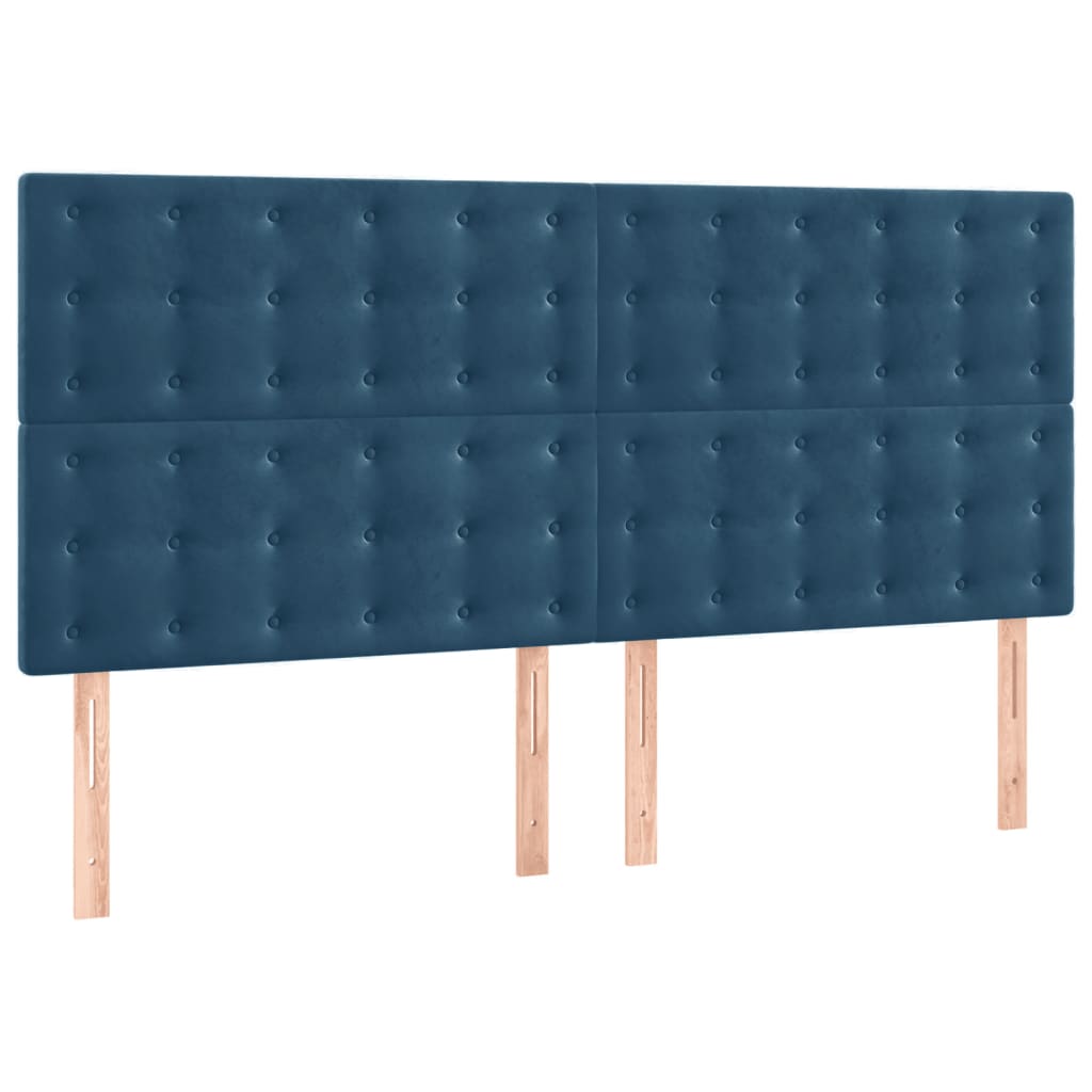 vidaXL Cama com molas/colchão 180x200 cm veludo azul-escuro