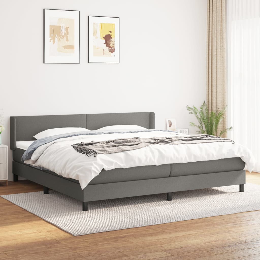 vidaXL Cama com molas/colchão 200x200 cm tecido cinzento-escuro