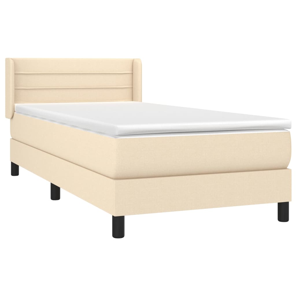 vidaXL Cama com molas/colchão 90x200 cm tecido cor crème