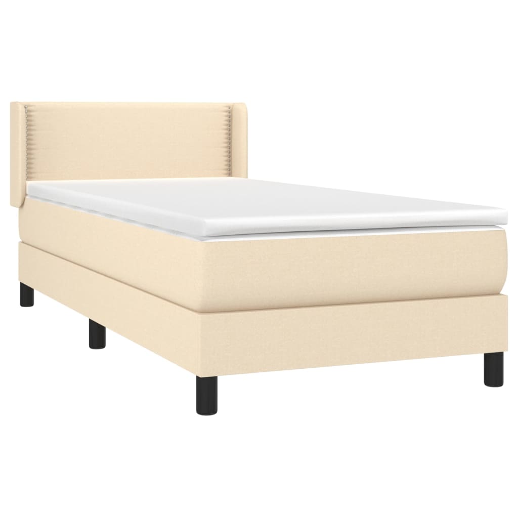 vidaXL Cama com molas/colchão 100x200 cm tecido cor creme