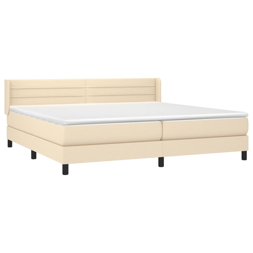 vidaXL Cama com molas/colchão 200x200 cm tecido cor creme