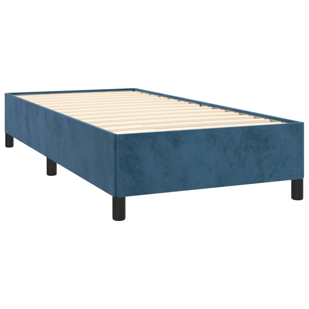 vidaXL Cama com molas/colchão 90x200 cm veludo azul-escuro