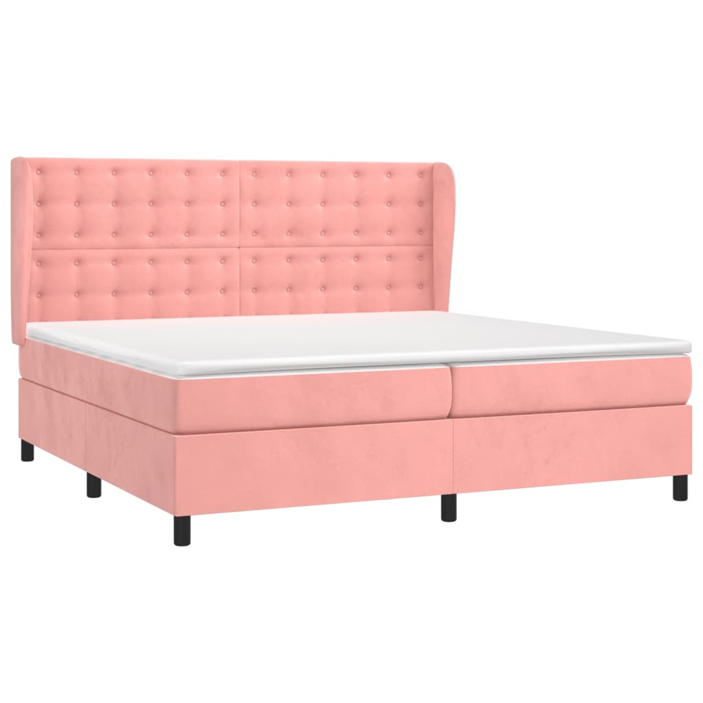 vidaXL Cama com molas/colchão 200x200 cm veludo rosa