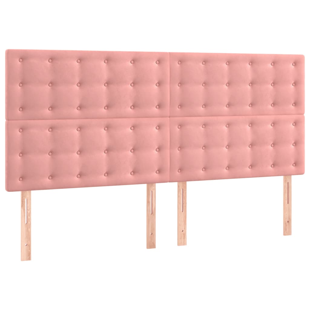 vidaXL Cama com molas/colchão 200x200 cm veludo rosa