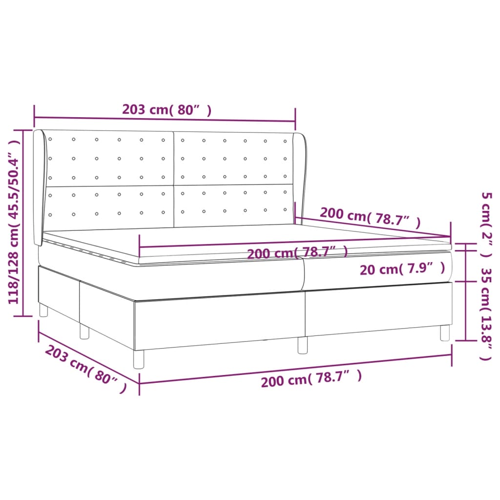 vidaXL Cama com molas/colchão 200x200 cm veludo rosa