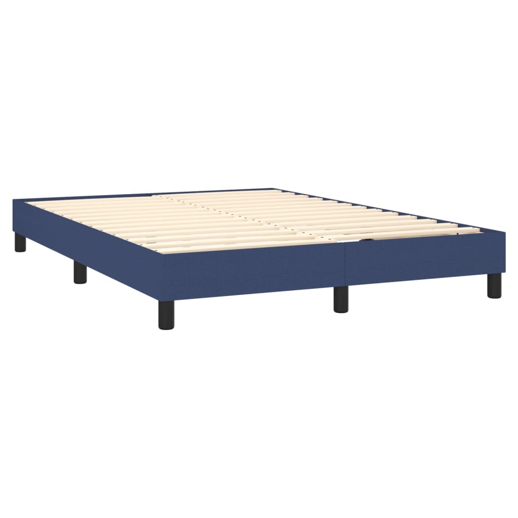 vidaXL Cama com molas/colchão 140x190 cm tecido azul