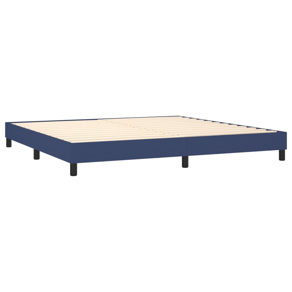 vidaXL Cama com molas/colchão 200x200 cm tecido azul