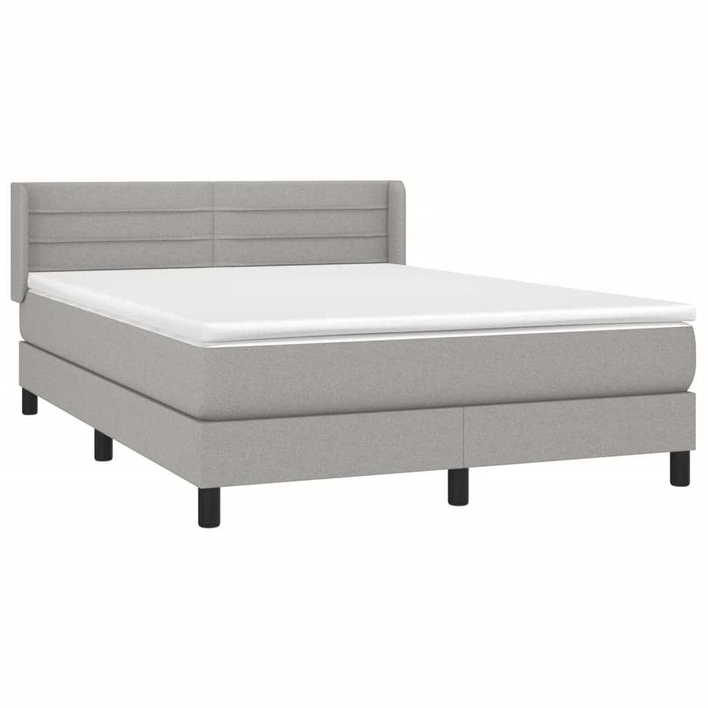 vidaXL Cama com molas/colchão 140x190 cm tecido cinzento-claro