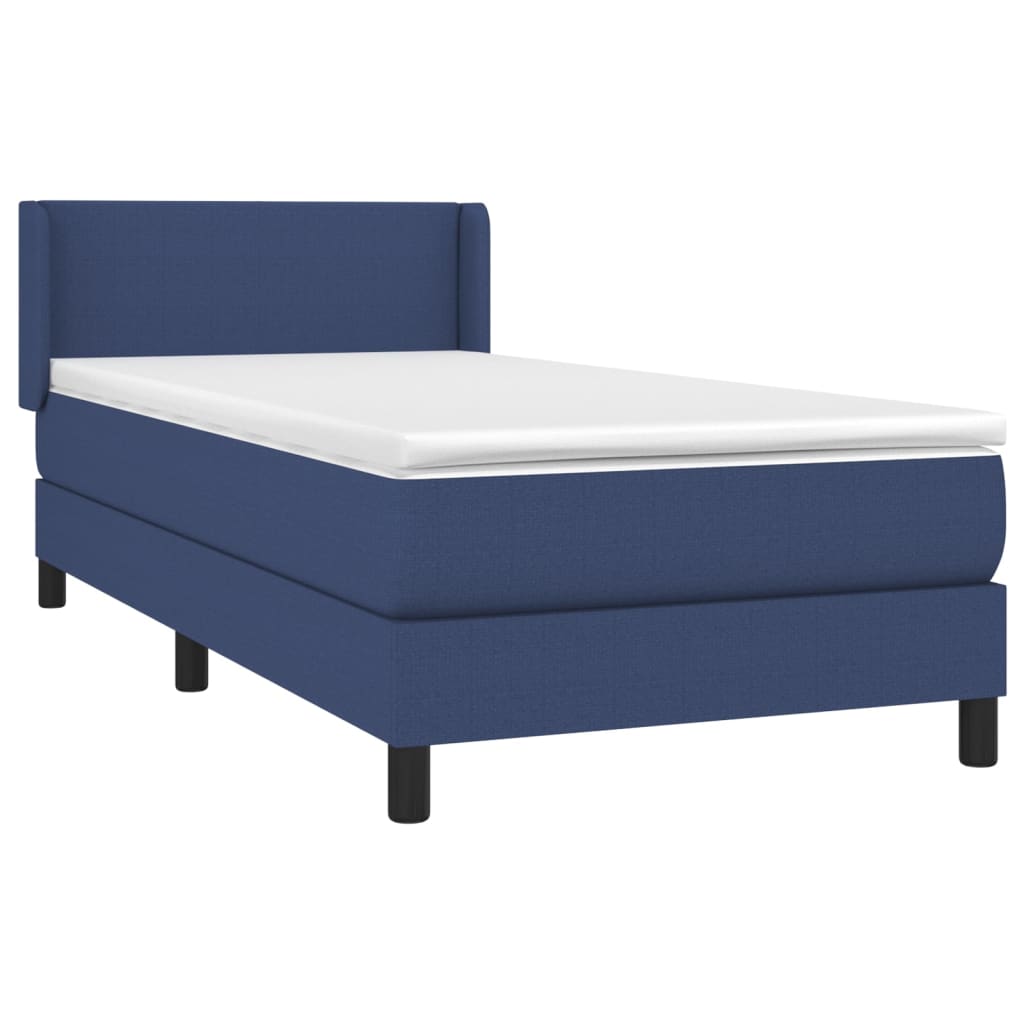 vidaXL Cama com molas/colchão 90x190 cm tecido azul