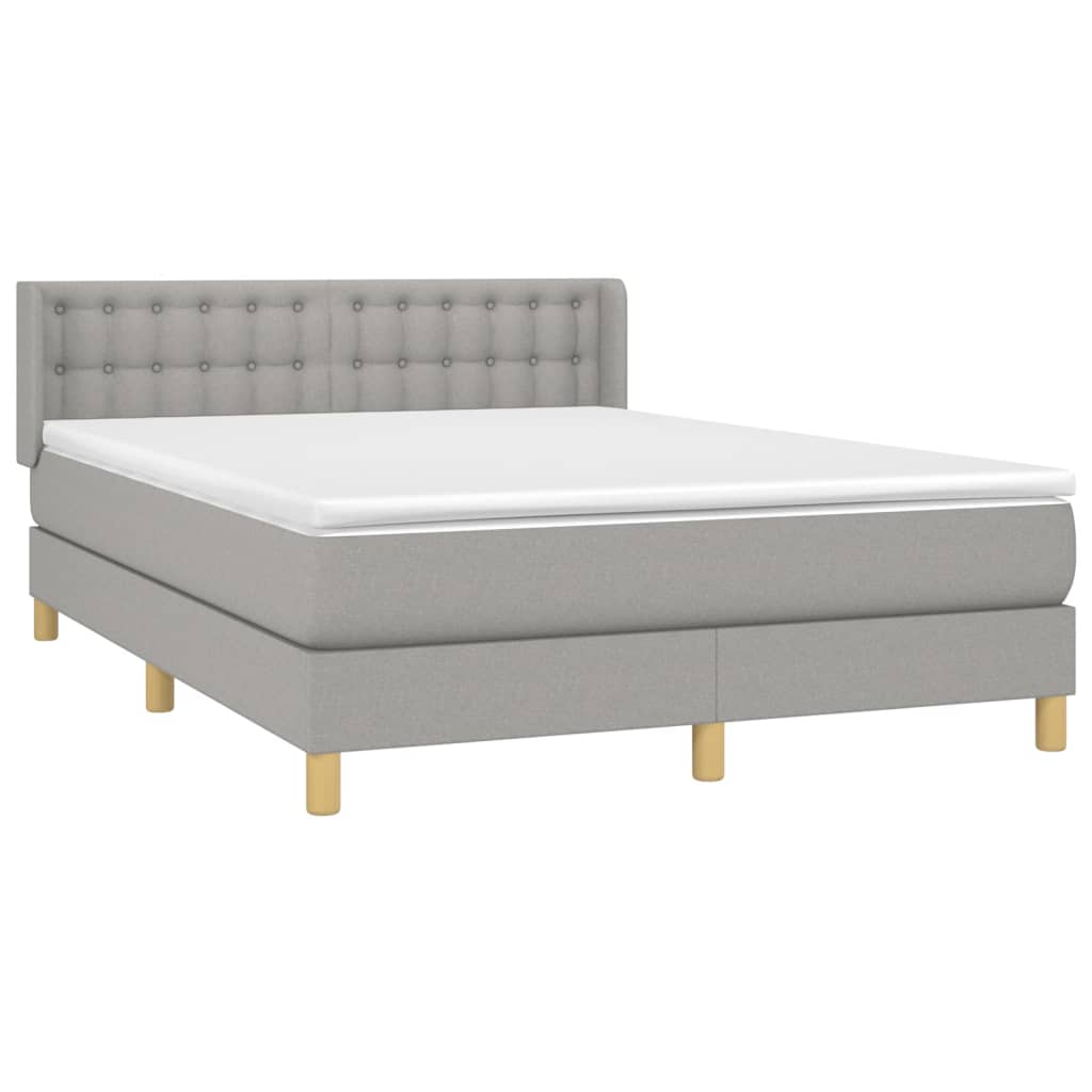 vidaXL Cama com molas/colchão 140x190 cm tecido cinzento-claro