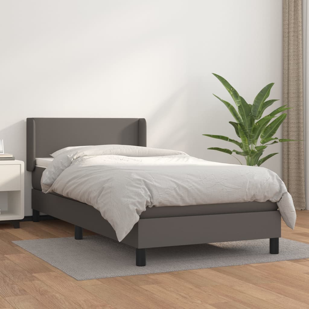 vidaXL Cama com molas/colchão 80x200 cm couro artificial cinza