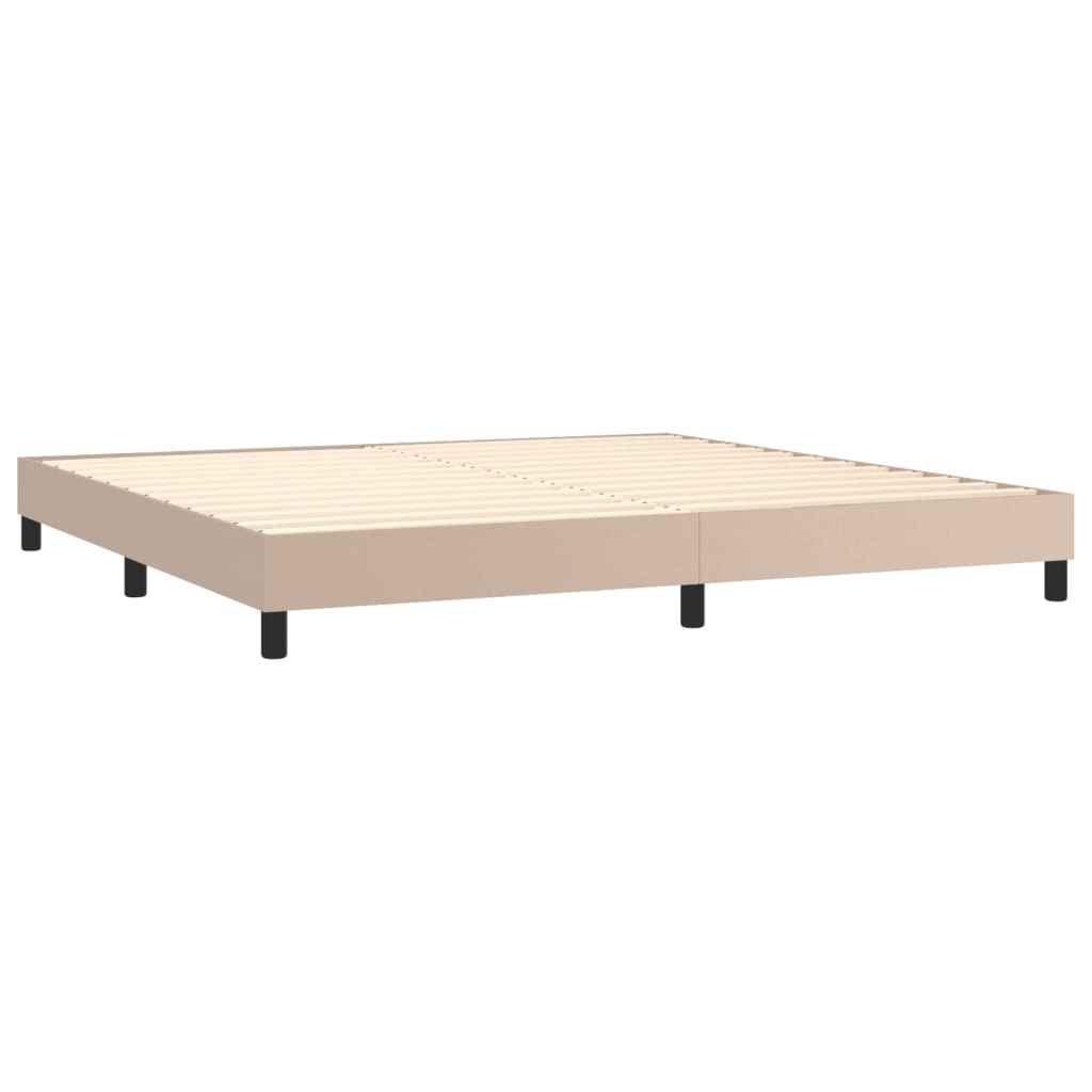 vidaXL Cama com molas/colchão 200x200 cm couro artificial cappuccino