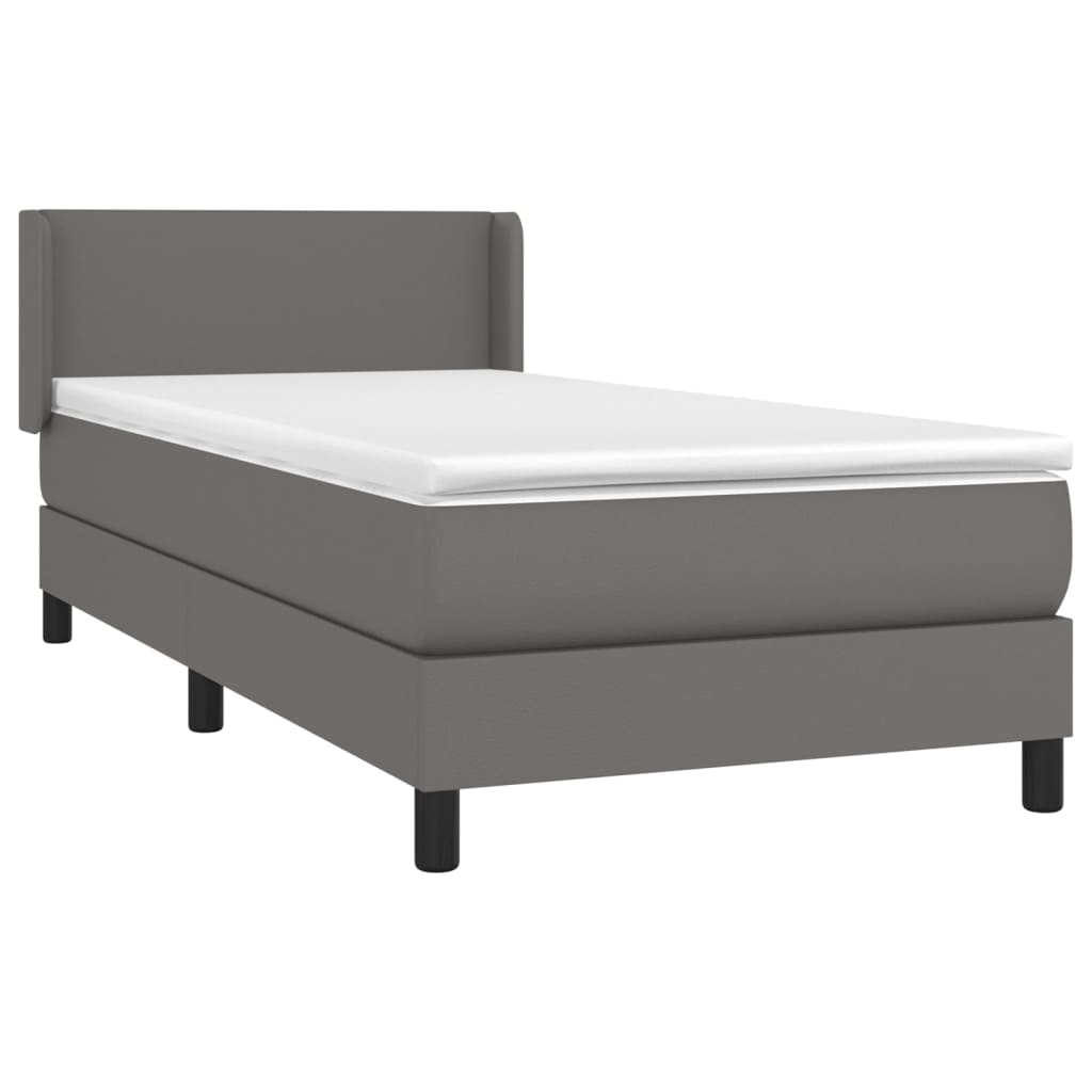 vidaXL Cama com molas/colchão 80x200 cm couro artificial cinza