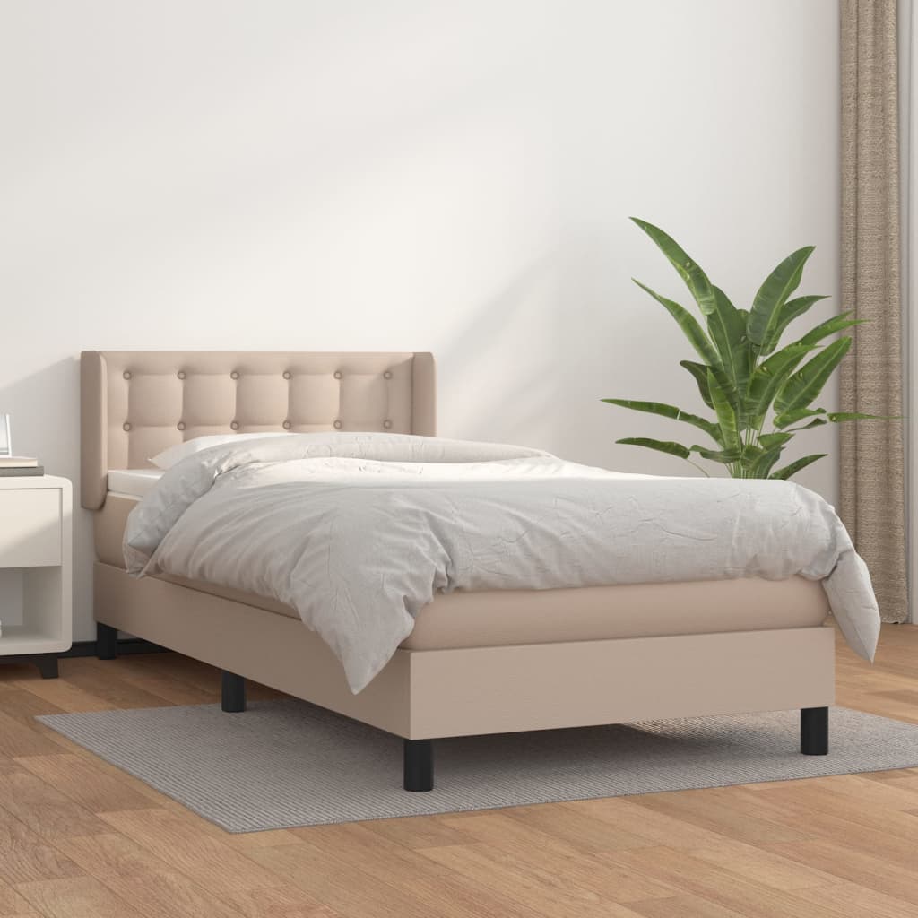 vidaXL Cama com molas/colchão 80x200 cm couro artificial cappuccino