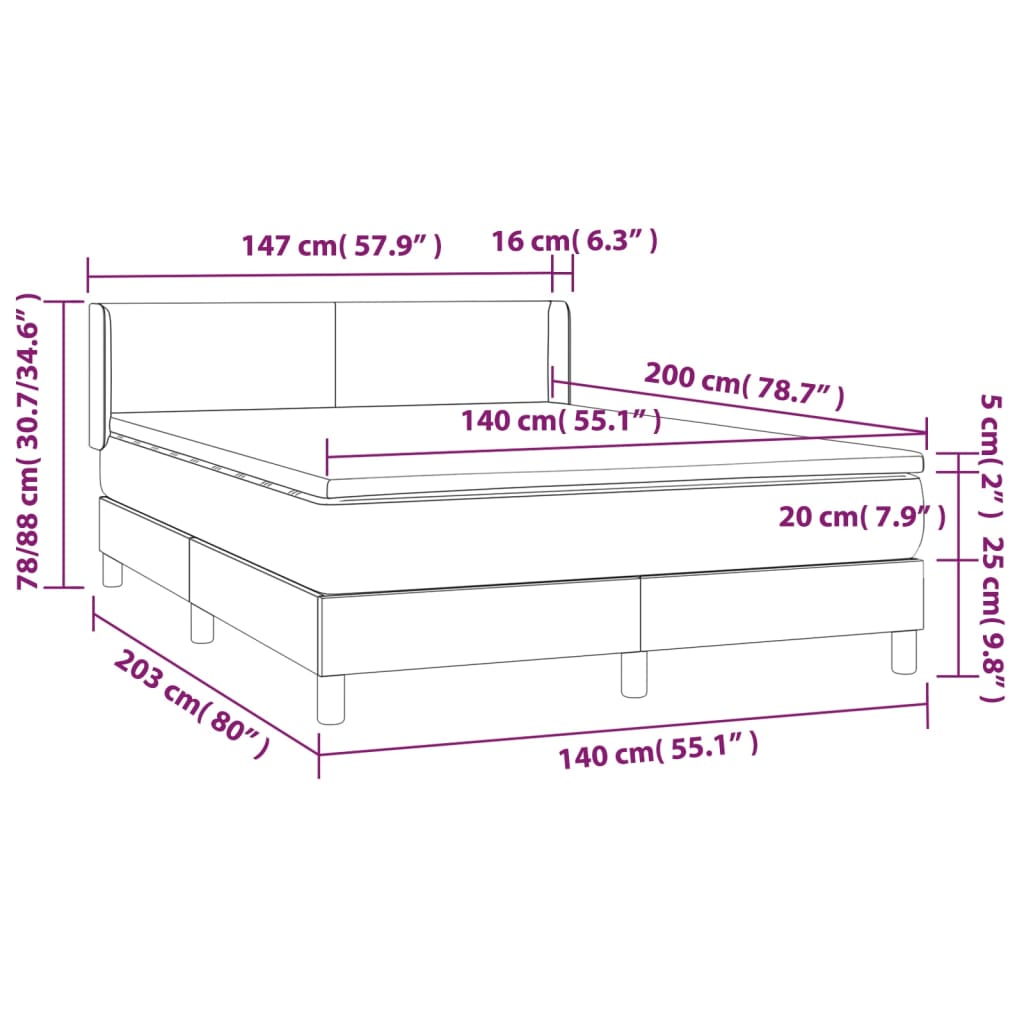 vidaXL Cama com molas/colchão 140x200 cm couro artificial branco