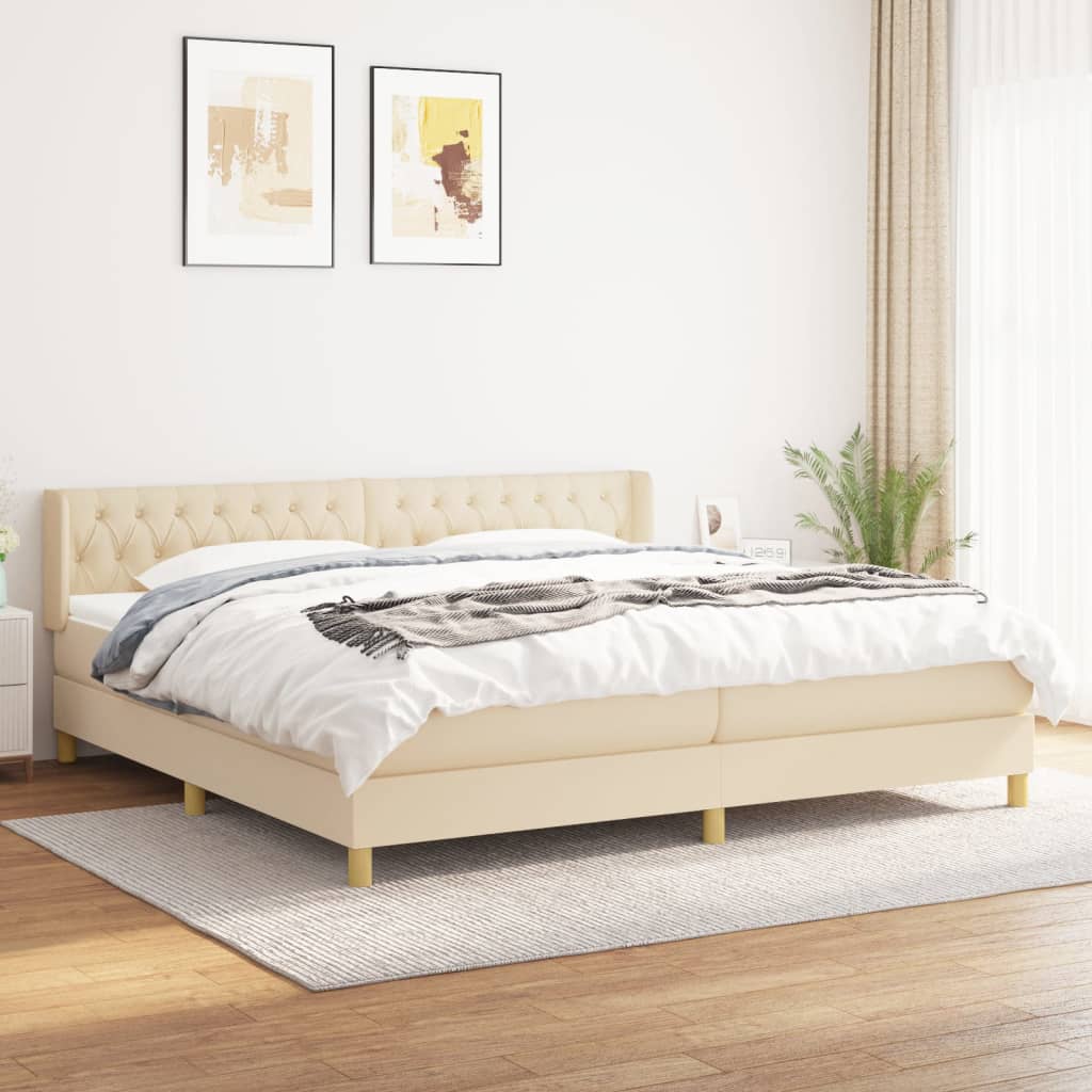 vidaXL Cama com molas/colchão 160x200 cm tecido cor creme