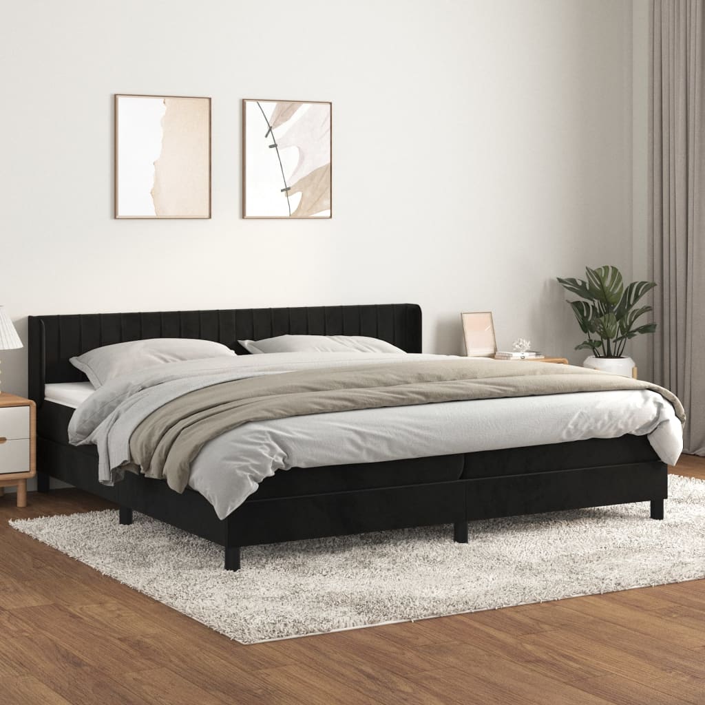 vidaXL Cama com molas/colchão 200x200 cm veludo preto