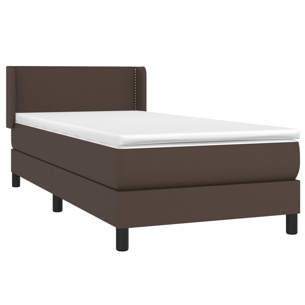 vidaXL Cama com molas/colchão 80x200 cm couro artificial castanho