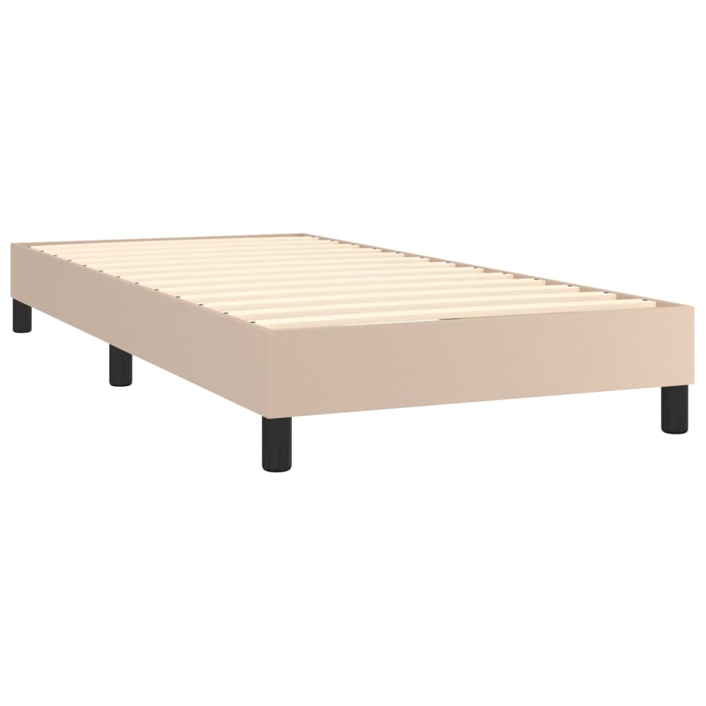 vidaXL Cama com molas/colchão 90x190 cm couro artificial cappuccino