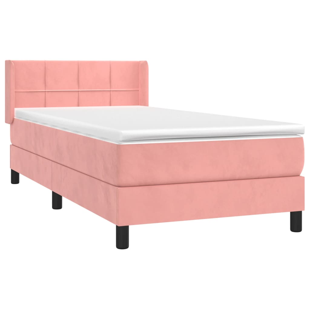 vidaXL Cama com molas/colchão 80x200 cm veludo rosa