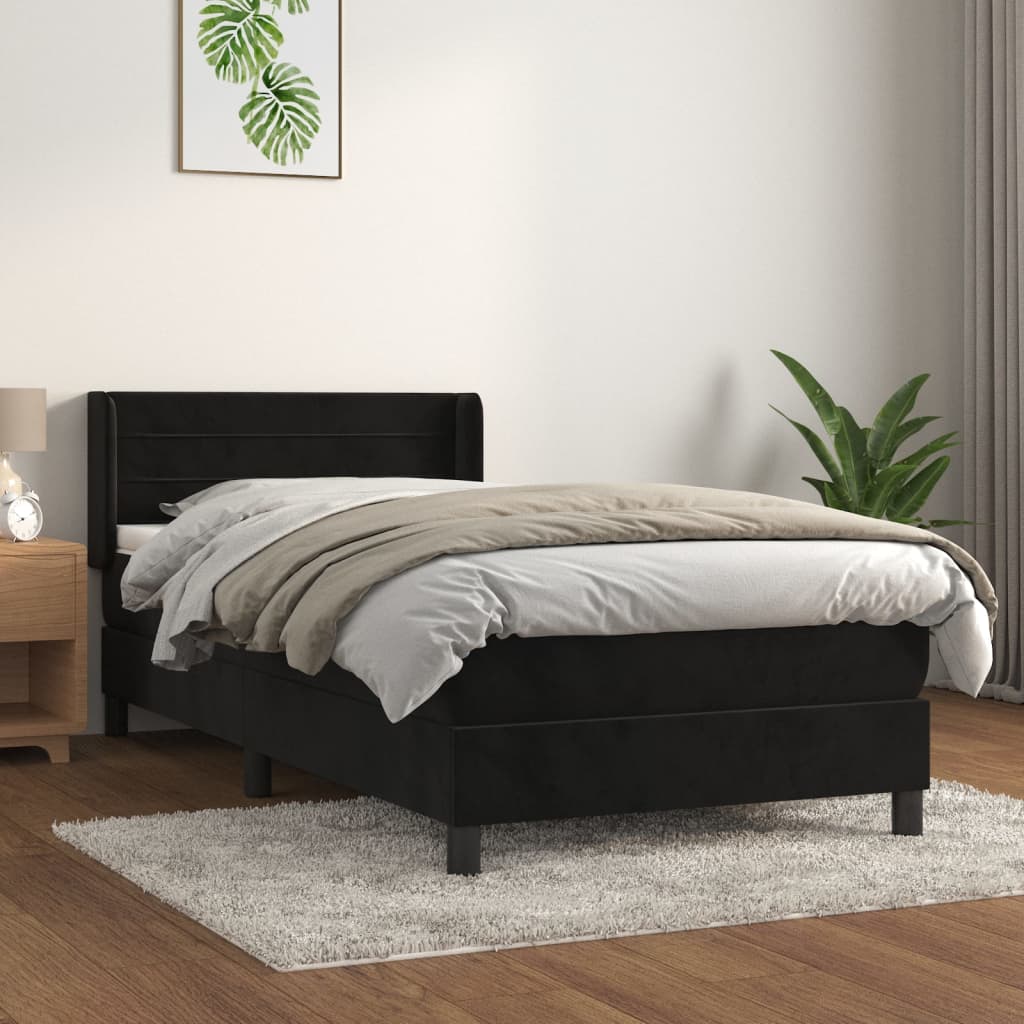 vidaXL Cama com molas/colchão 80x200 cm veludo preto