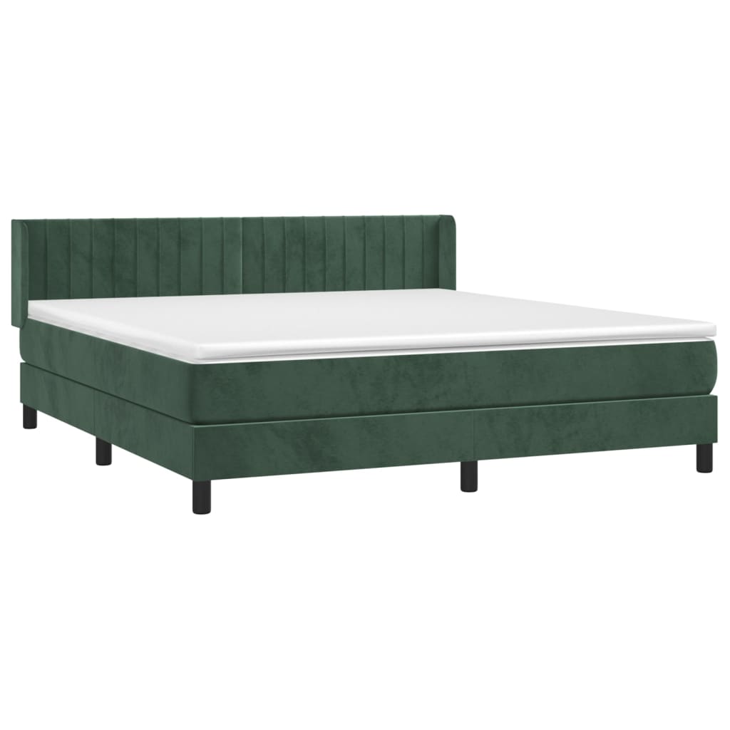 vidaXL Cama com molas/colchão 160x200 cm veludo verde-escuro