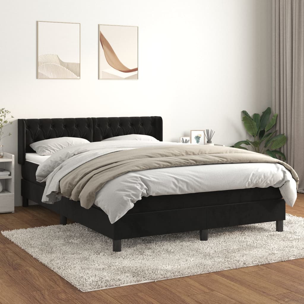 vidaXL Cama com molas/colchão 140x200 cm veludo preto