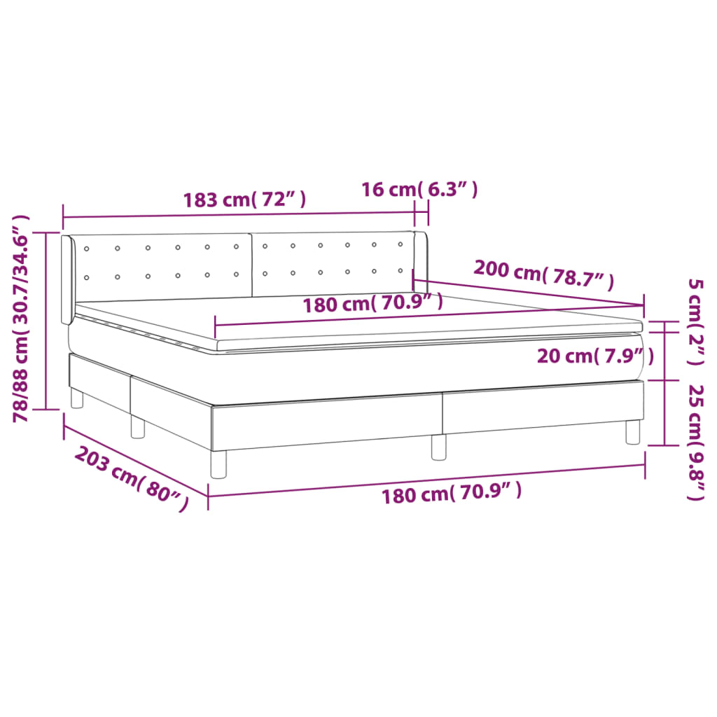 vidaXL Cama com molas/colchão 180x200 cm veludo rosa