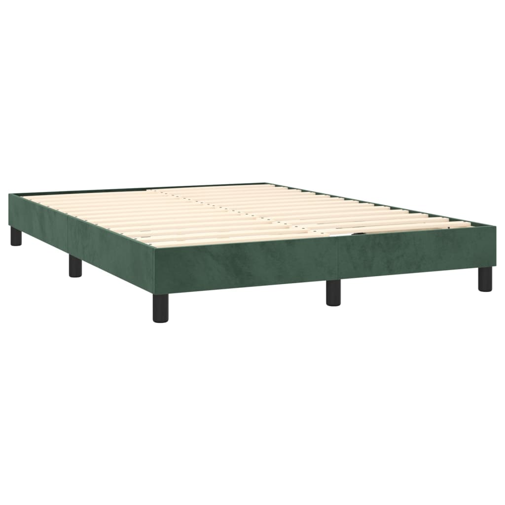 vidaXL Cama com molas/colchão 140x190 cm veludo verde-escuro