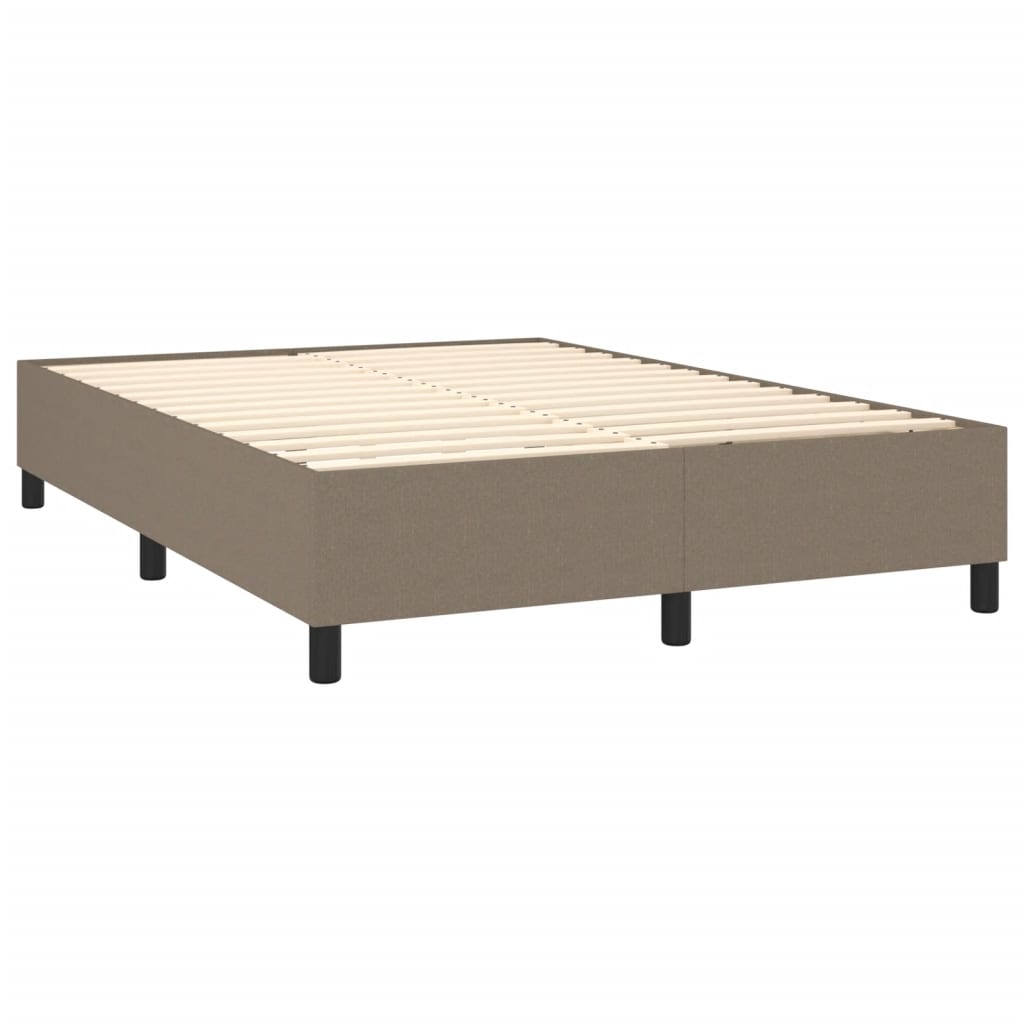 vidaXL Cama com molas/colchão 140x190 cm tecido castanho-acinzentado