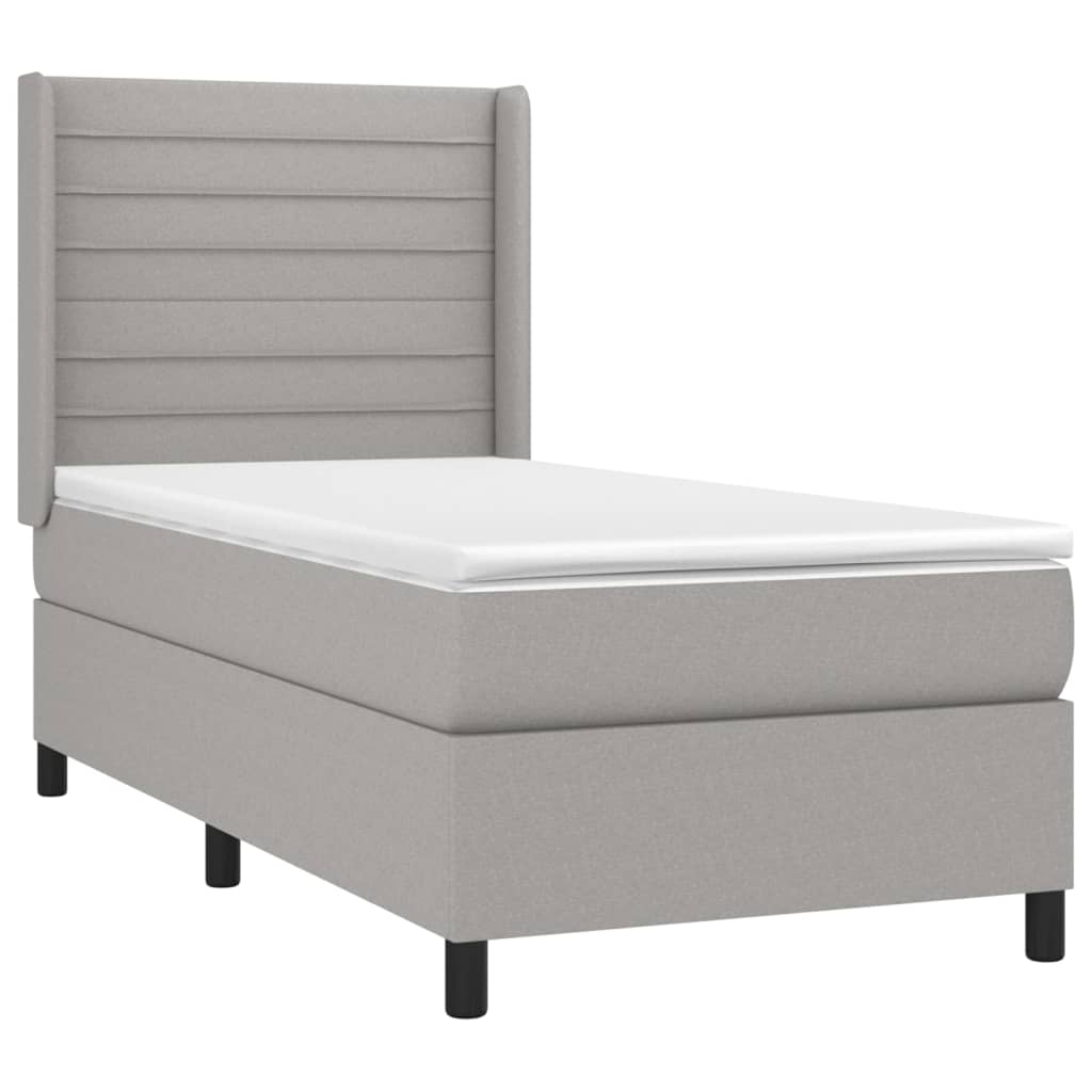 vidaXL Cama com molas/colchão 90x190 cm tecido cinzento-claro