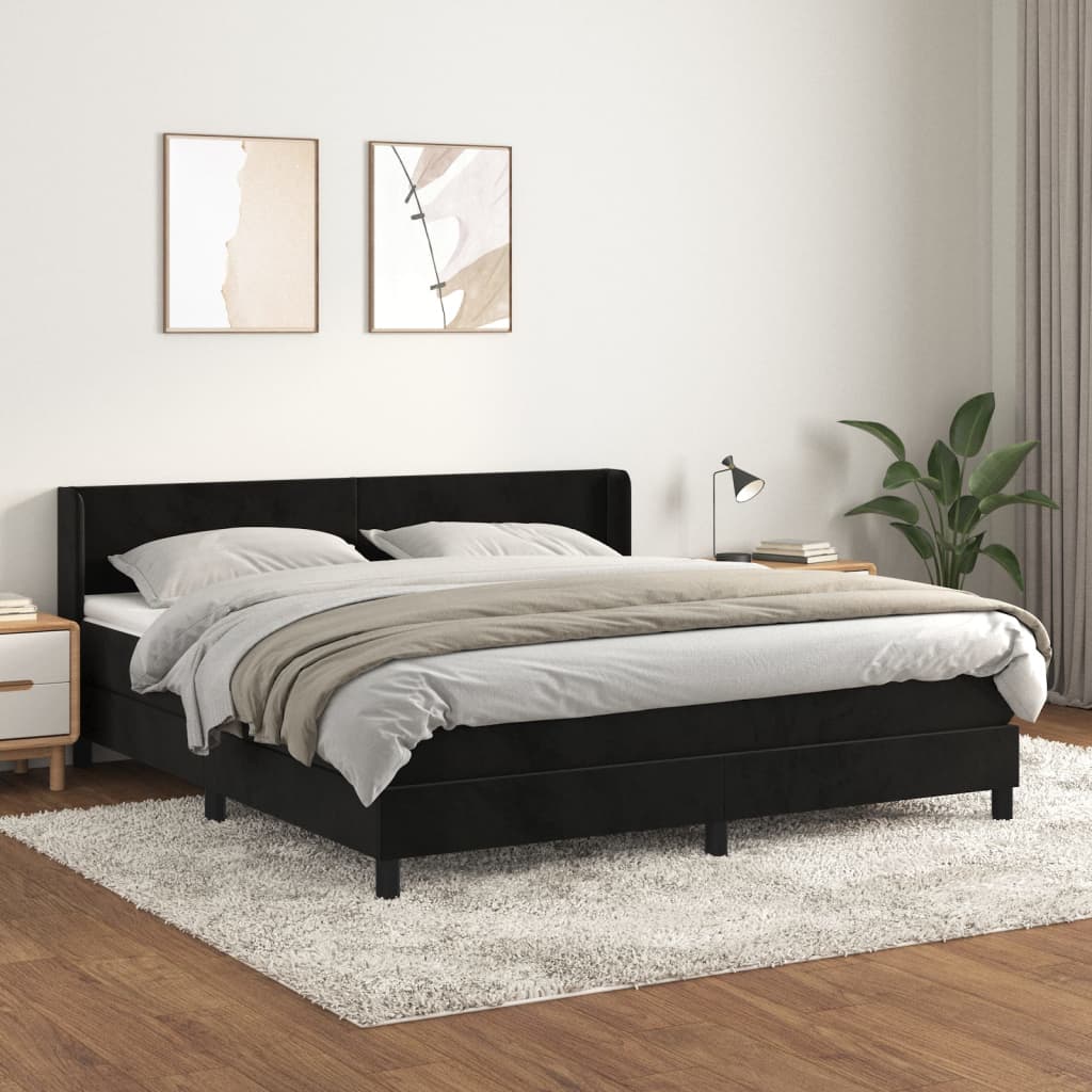 vidaXL Cama com molas/colchão 160x200 cm veludo preto