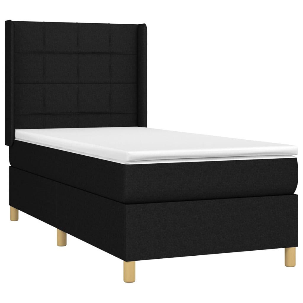 vidaXL Cama com molas/colchão 90x190 cm tecido preto