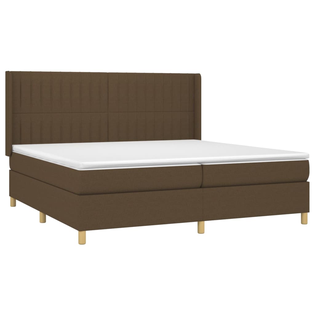 vidaXL Cama com molas/colchão 200x200 cm tecido castanho-escuro