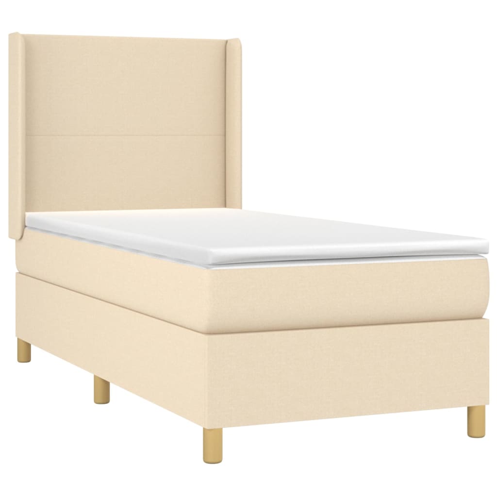 vidaXL Cama com molas/colchão 90x200 cm tecido cor crème