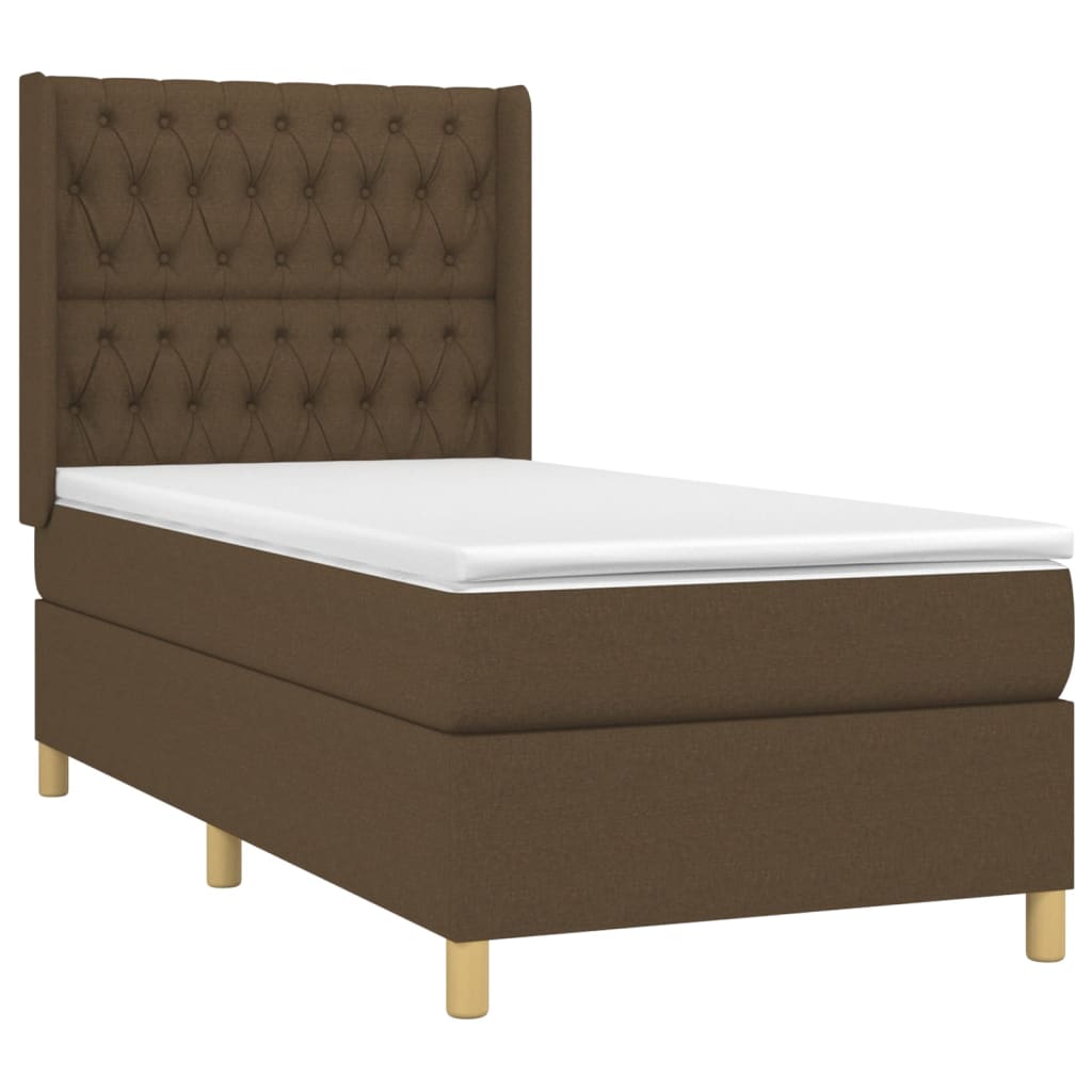 vidaXL Cama com molas/colchão 90x190 cm tecido castanho-escuro