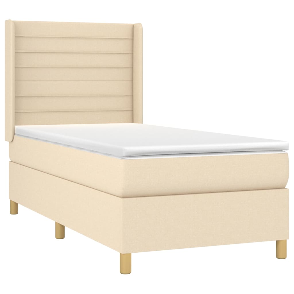 vidaXL Cama com molas/colchão 80x200 cm tecido cor crème