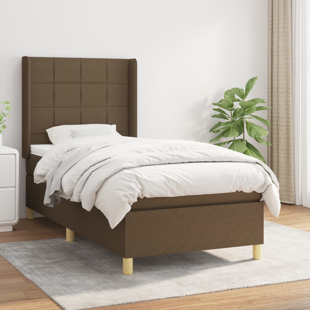 vidaXL Cama com molas/colchão 80x200 cm tecido castanho-escuro