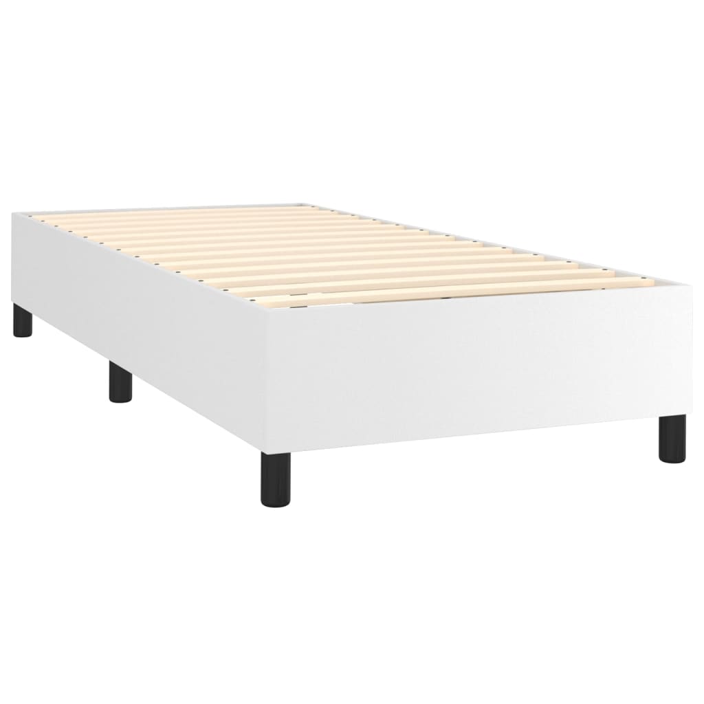 vidaXL Cama com molas/colchão 80x200 cm couro artificial branco