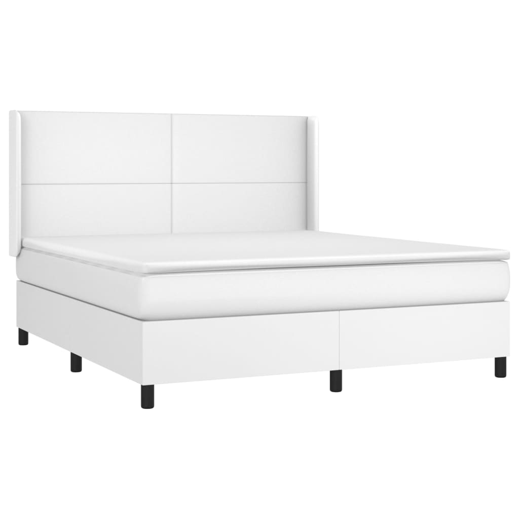 vidaXL Cama com molas/colchão 160x200 cm couro artificial branco