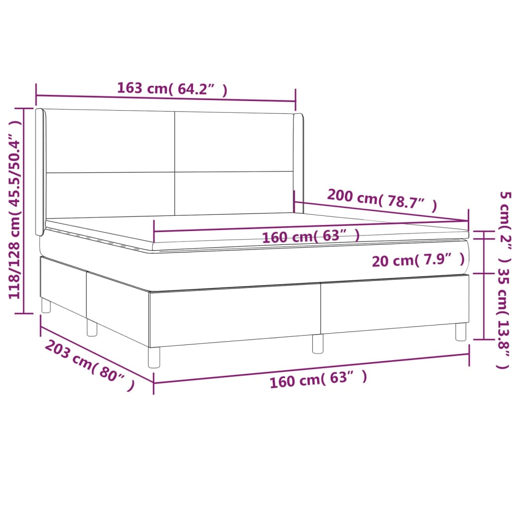 vidaXL Cama com molas/colchão 160x200 cm couro artificial branco