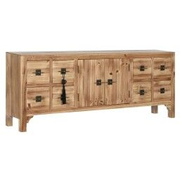 Home ESPRIT|Mesa de apoio Home ESPRIT Preto Natural Cristal Abeto 46 x 46 x 55,5 cm