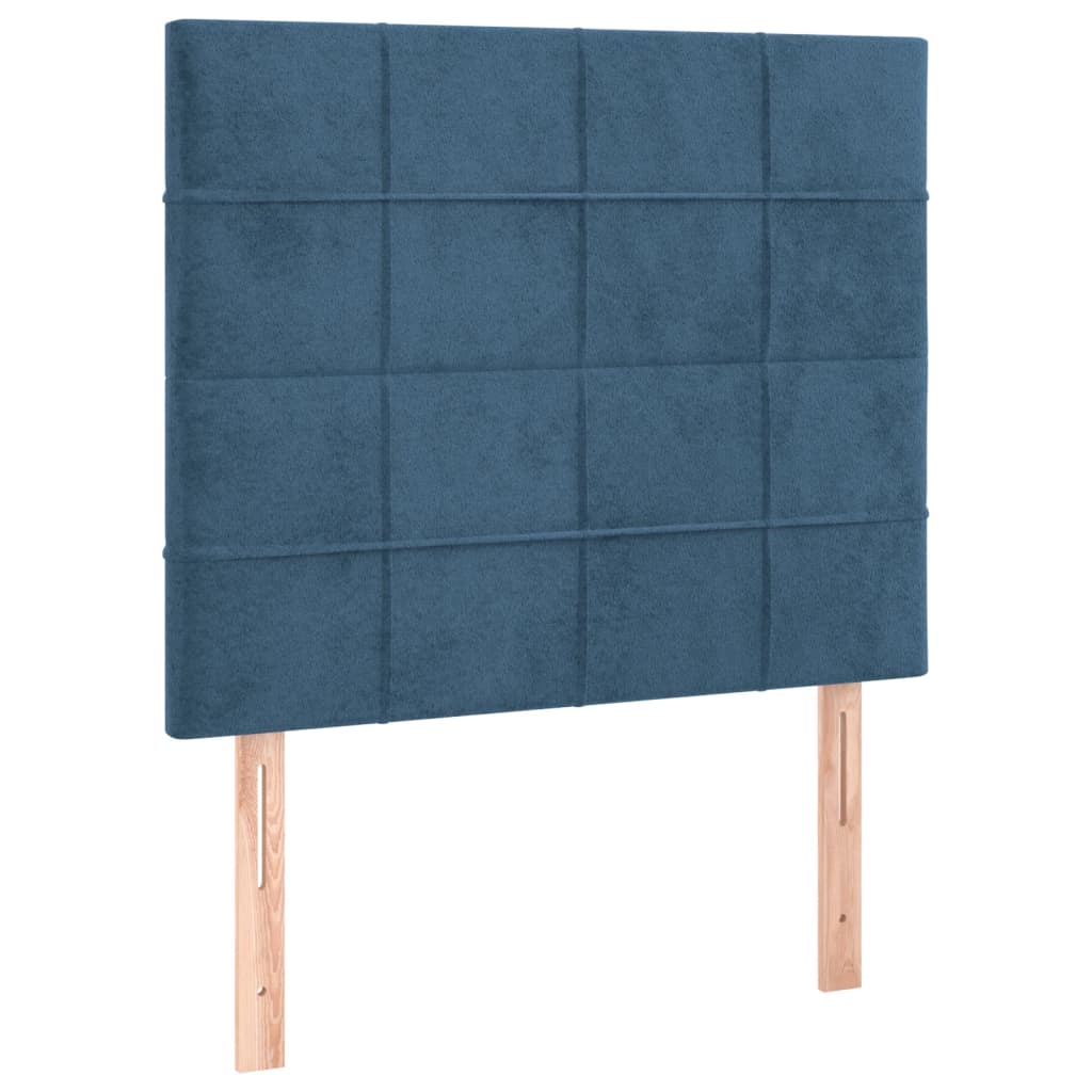 vidaXL Cama com molas/colchão 100x200 cm veludo azul-escuro