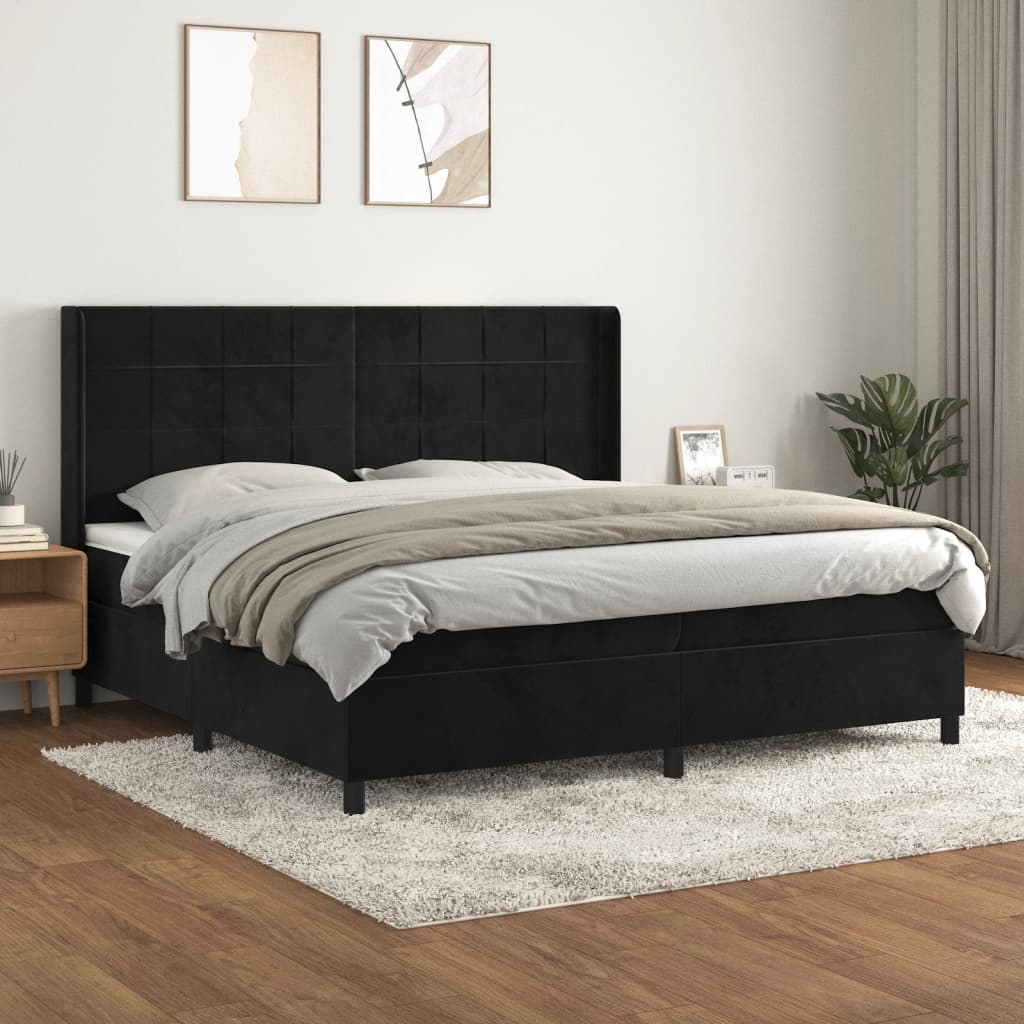 vidaXL Cama com molas/colchão 200x200 cm veludo preto