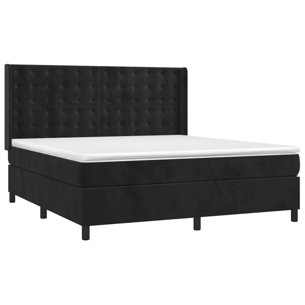 vidaXL Cama com molas/colchão 180x200 cm veludo preto