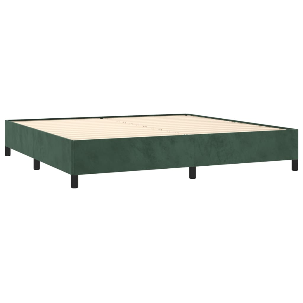 vidaXL Cama com molas/colchão 200x200 cm veludo verde-escuro